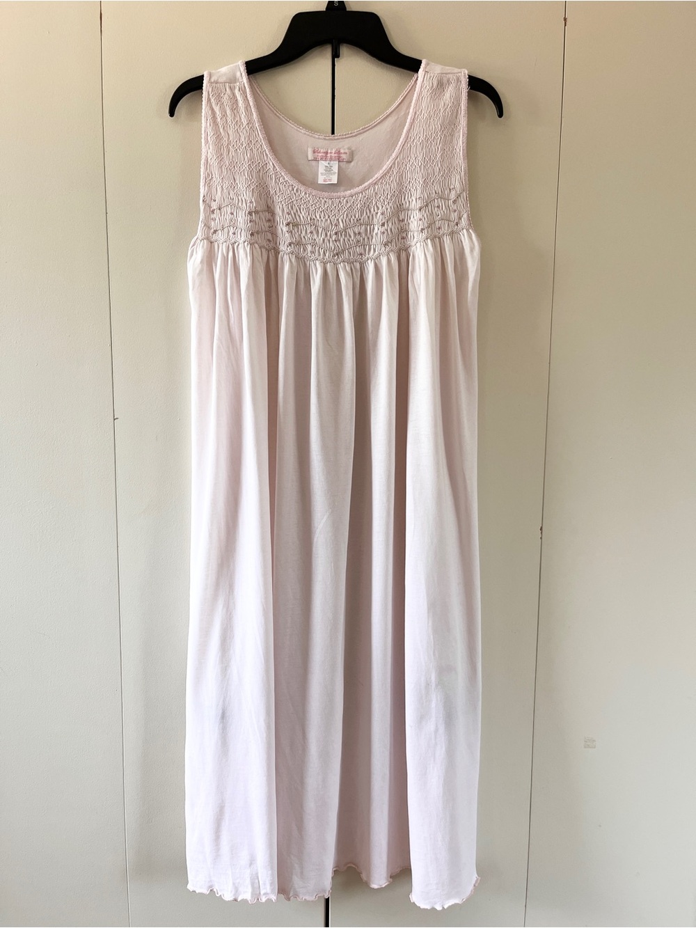 Schweitzer Linen 100% Pima Cotton Ariana Nightgown Sleeveless Embroidered Pink L